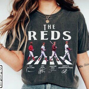 Reds Walking Abbey Road Signatures Baseball Shirt, Elly De La Cruz, Votto, Jonat